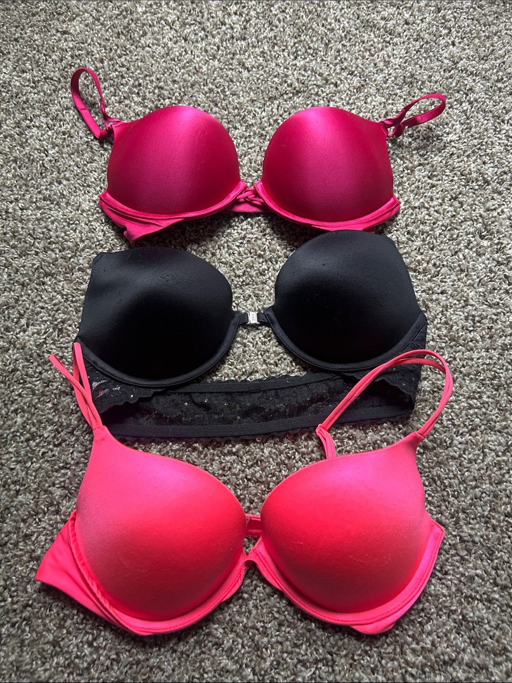 Women’s Push-Up Bra Set - Hot Pink & Black